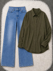 Button-Down Shirt & Wide-Leg Jeans Pack of Two