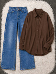 Button-Down Shirt & Wide-Leg Jeans Pack of Two