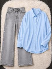 Button-Down Shirt & Wide-Leg Jeans Pack of Two