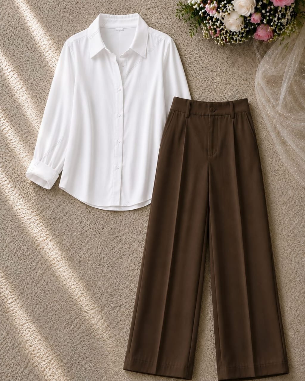 Button Down Shirt and Brown Formal Pants as Pack of Twos